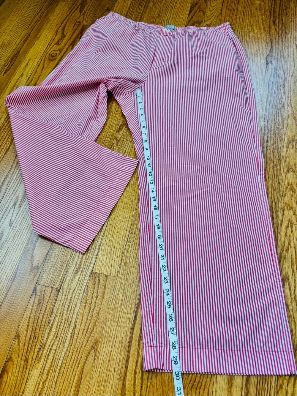 J.Crew Men's XL Red & White Striped Straight Leg Relaxed Pull On Lounge Pants